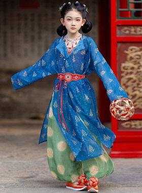 洛竹唐风复原日常圆领童装汉服