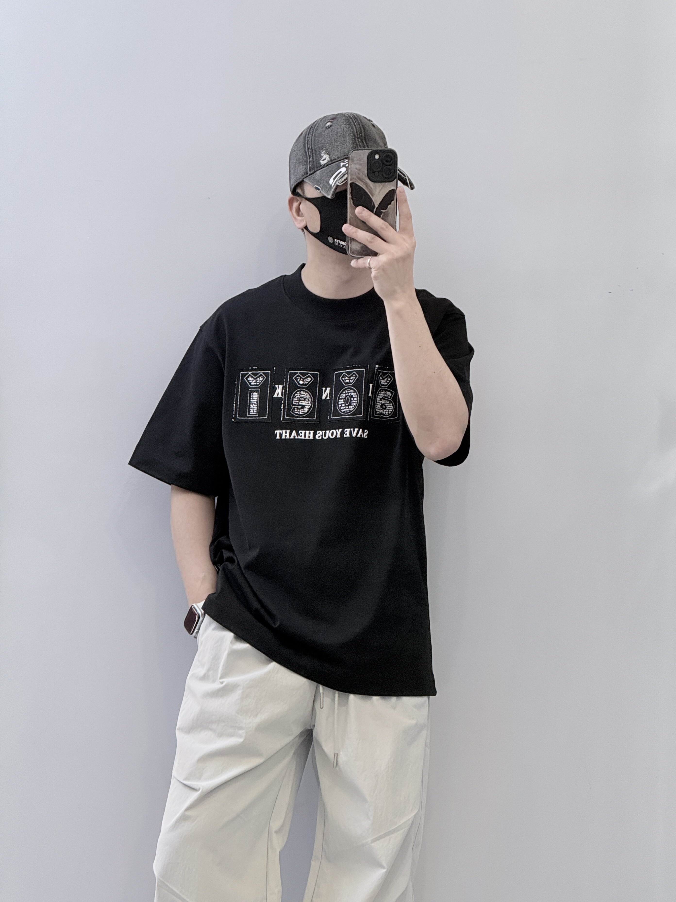 潮牌美式高街水洗印花短袖男夏季宽松休闲百搭圆领T恤纯棉上衣