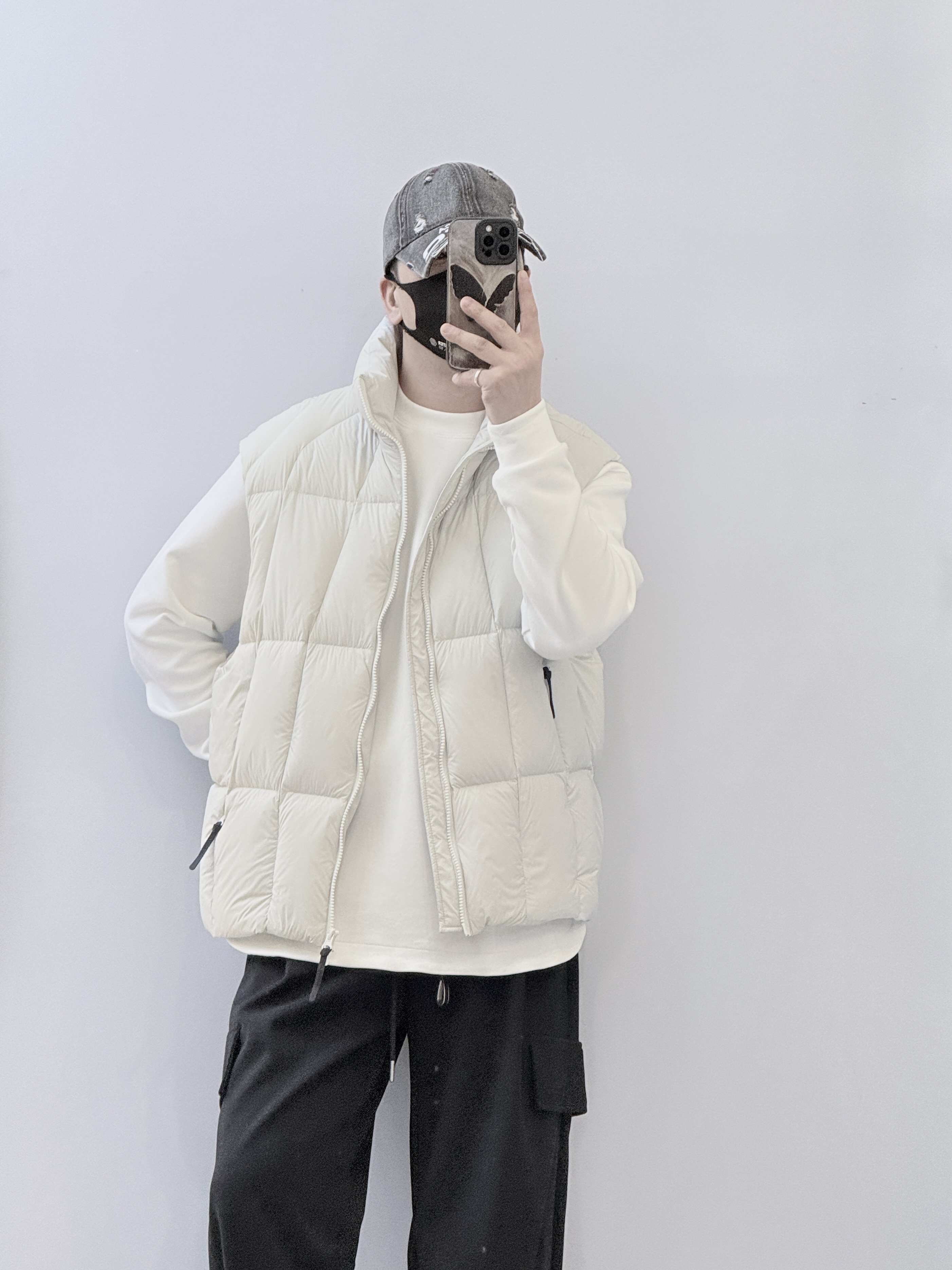 秋冬新款面包格子立领羽绒马甲