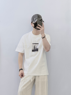 潮牌美式印花宽松短袖T恤男