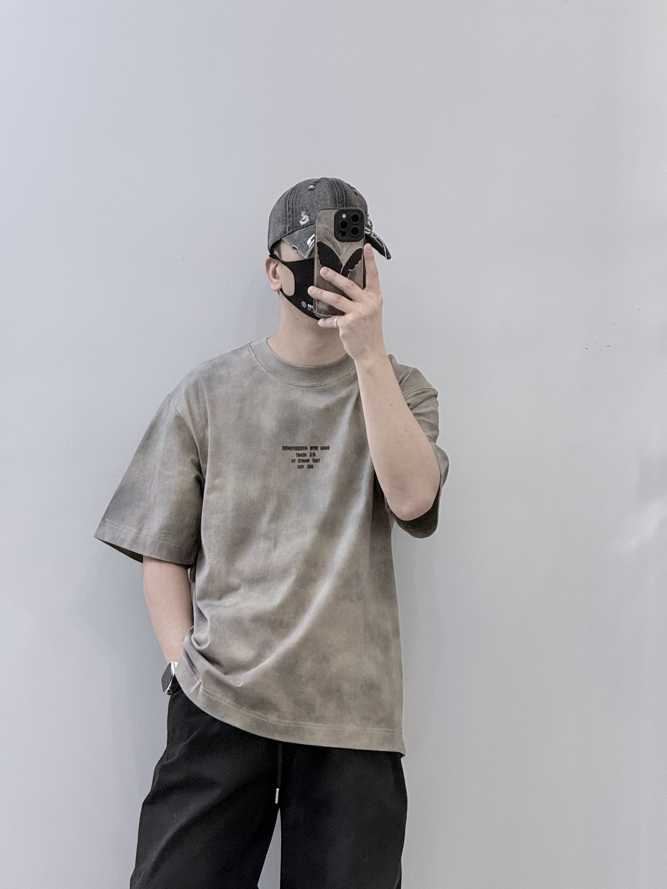 潮牌美式高街设计感晕染字母印花短袖T恤男夏季宽松百搭半袖上衣