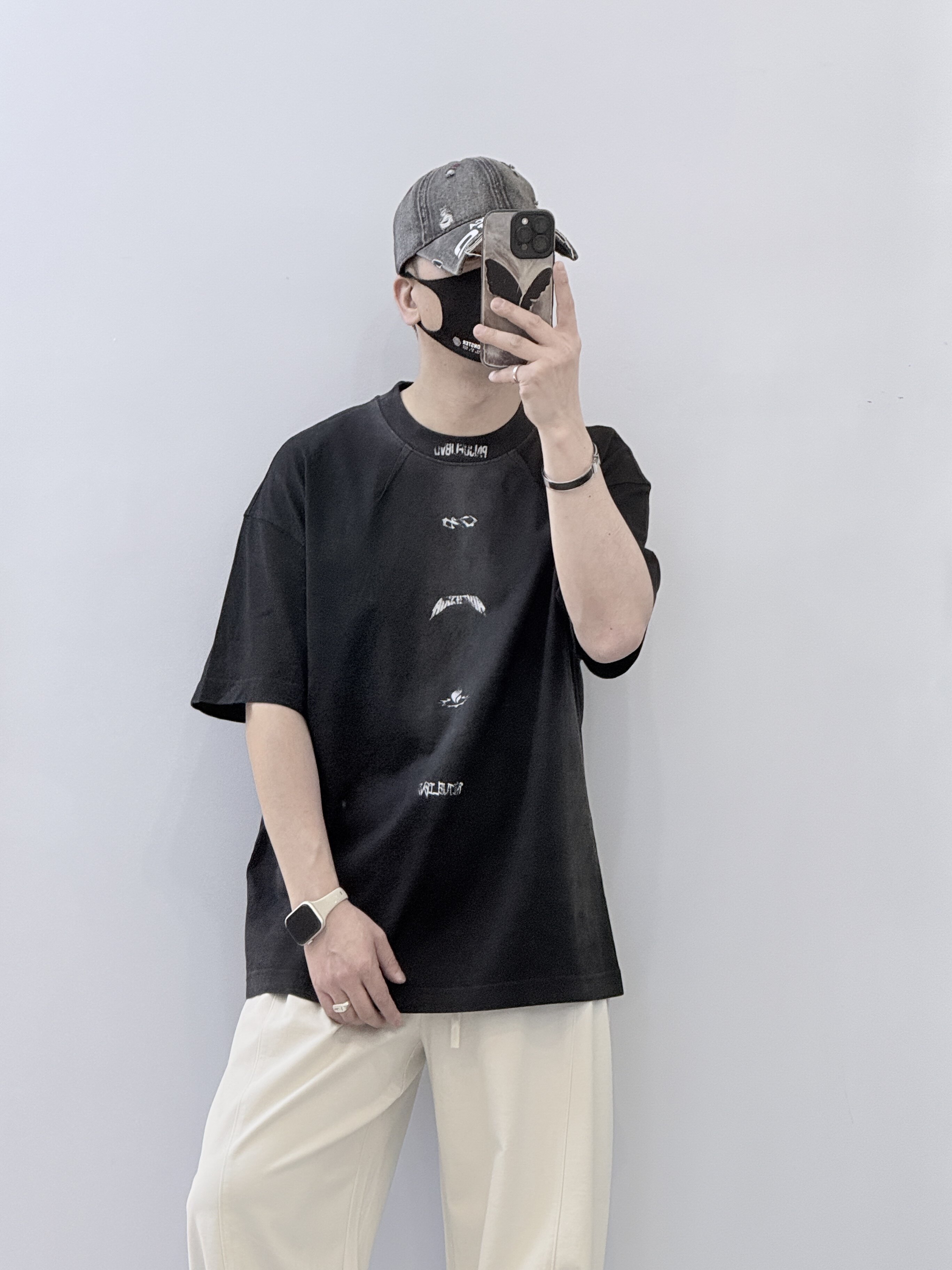 潮牌美式高街印花短袖t恤男夏季宽松潮牌复古上衣男士大码圆领T