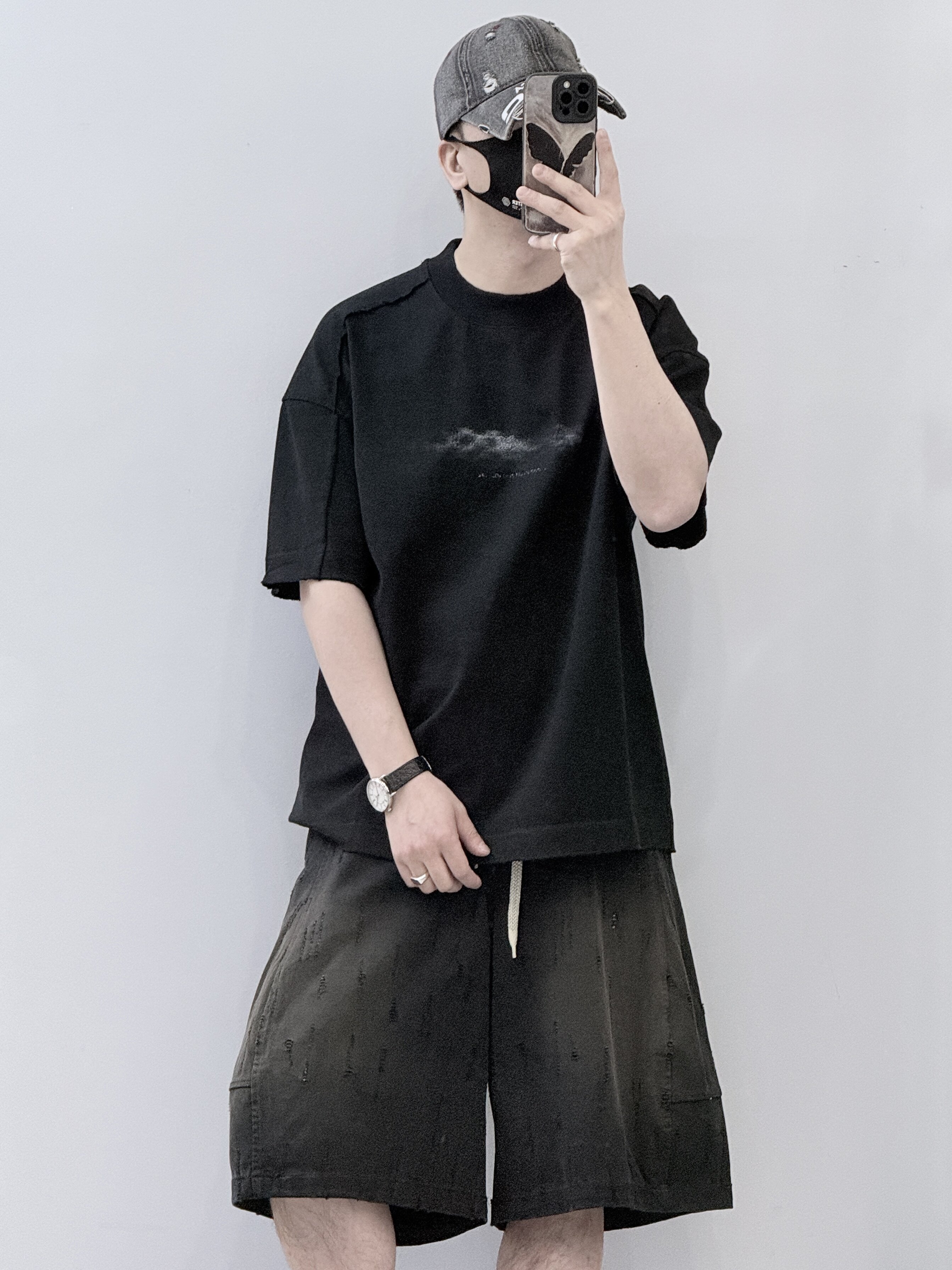 潮牌美式高街字母印花短袖男夏季宽松休闲百搭圆领T恤纯棉上衣