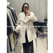 新款 气质双面羊毛大衣秋冬保暖小香风呢子外衣中长款 重工毛毛