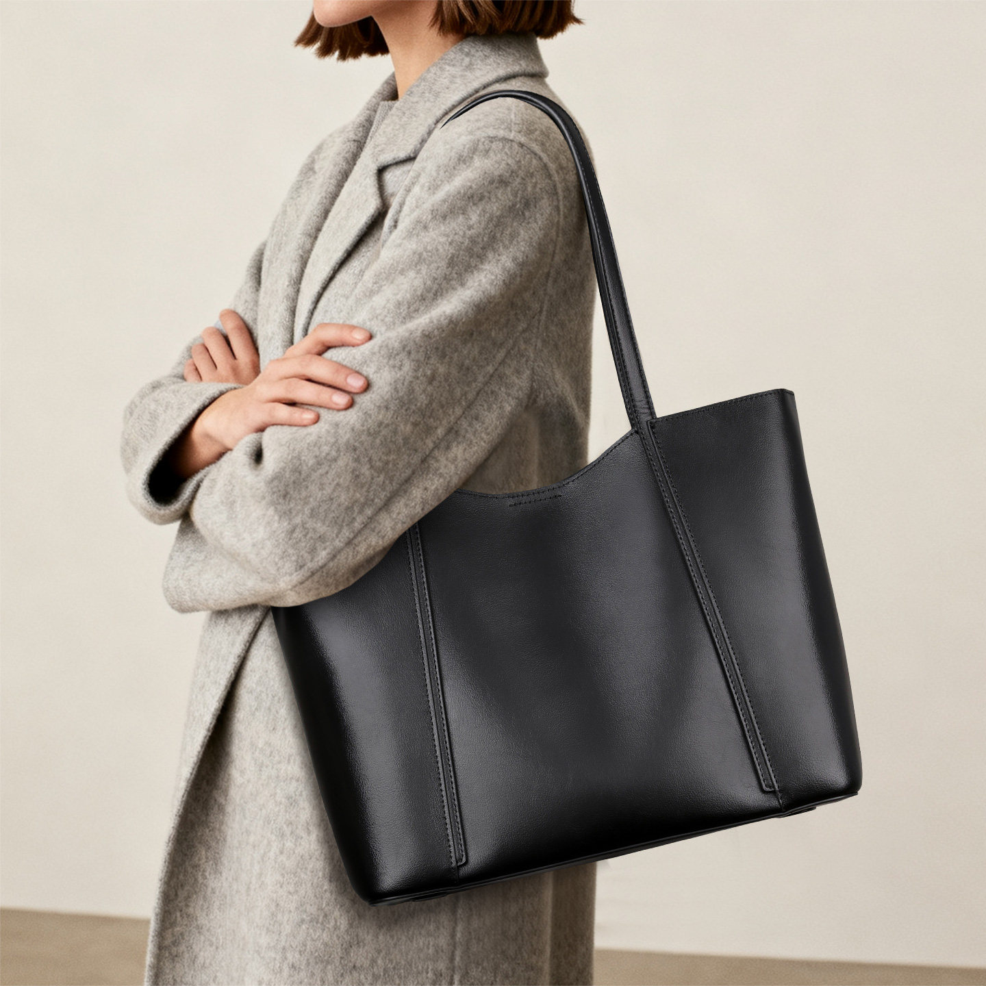 大容量单肩包女2026夏季新款百搭高级上班通勤大包手提真皮托特包