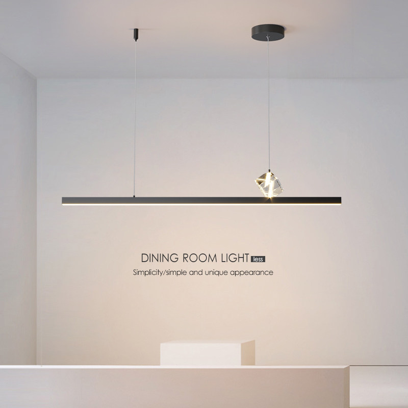 条形轻奢吊灯餐厅饭桌吧台咖啡厅吊灯简约个性网红led水晶餐吊灯