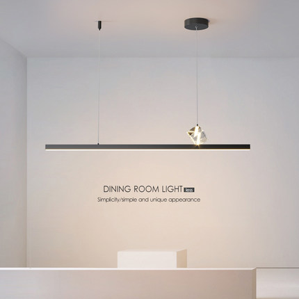 条形轻奢吊灯餐厅饭桌吧台咖啡厅吊灯简约个性网红led水晶餐吊灯