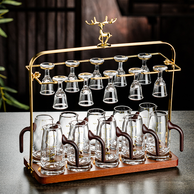 高级感分酒器家用白酒杯套装轻奢高档带把酒壶小酒杯二两扎壶酒具