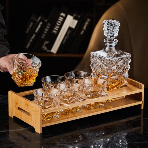 高级感威士忌酒樽酒杯托盘套装