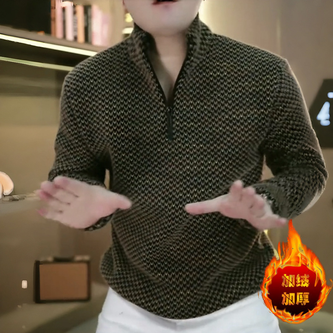 2025加绒加厚立领拉链高工艺品质男士长袖免烫抗褶皱卫衣时尚百搭