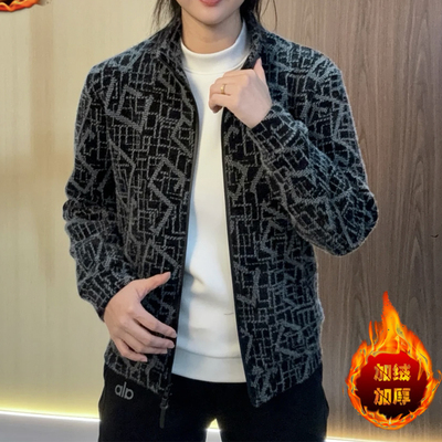 【男装】冬季加绒时尚菱形格潮流帅气免烫抗褶皱夹克外套JH676