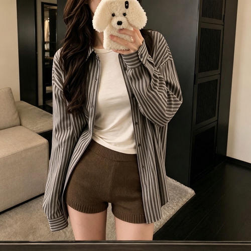 复古咖色短裤女2026新款秋冬针织小个子外穿辣妹简约毛衣裤牛仔