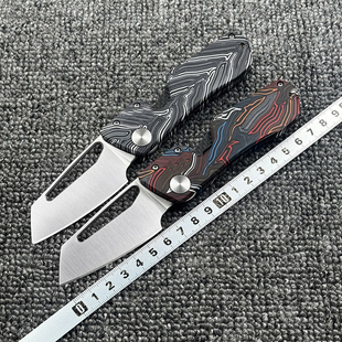 冬刃 磁驱双动折叠 VG10刃大马柄纹铅笔刀户外野营狩猎口袋工具刀