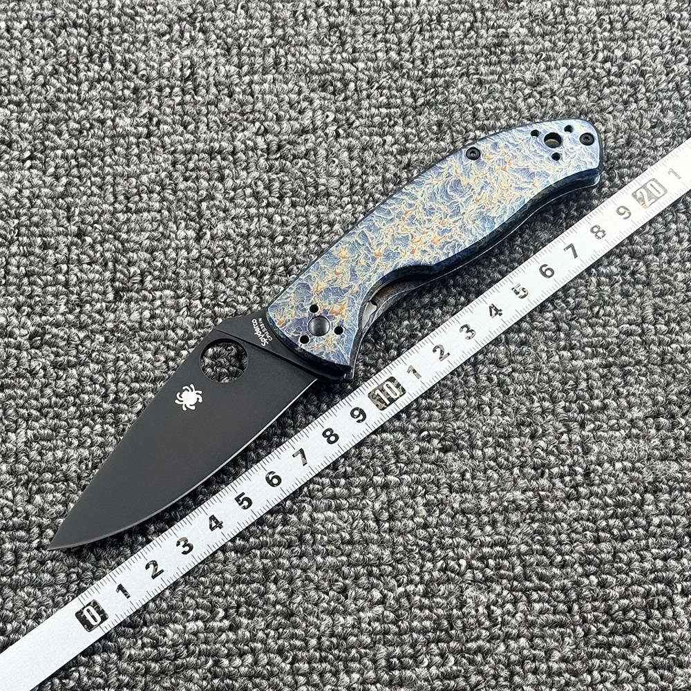 蜘蛛 C122钛合金柄闪电纹折刀户外野营狩猎战术防身口袋EDC工具刀