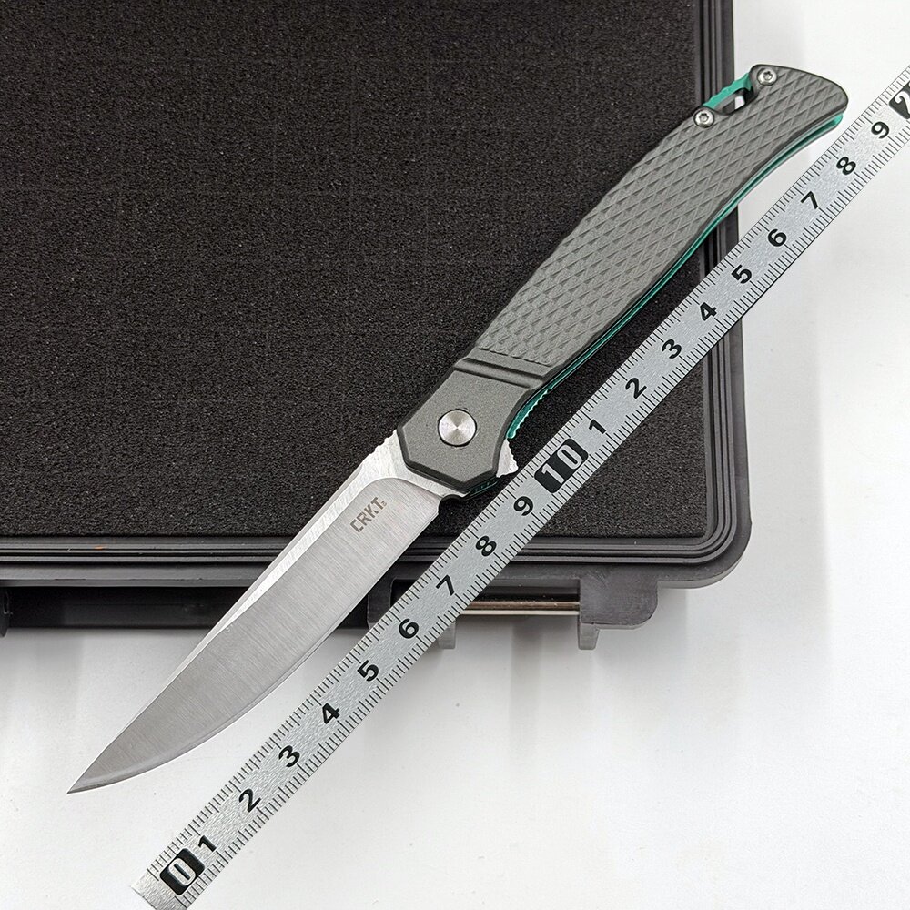 CRKT K440铝合金手柄刀户外野营狩猎战术防身高硬度口袋EDC工具刀 - 实物图