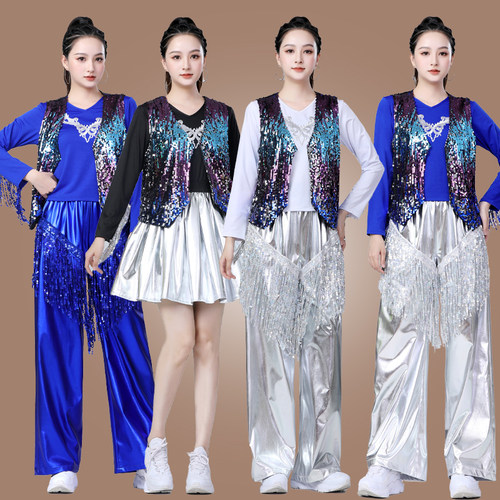 新款女爵士舞演出服嘻哈成人亮片女团啦啦队街舞服现代舞台演出服