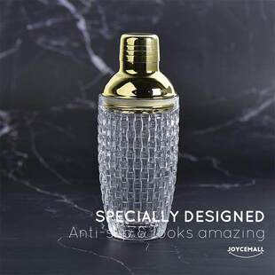 新款冰花玻璃杯304不锈钢盖调酒器调酒套装鸡尾酒调酒器雪克壶