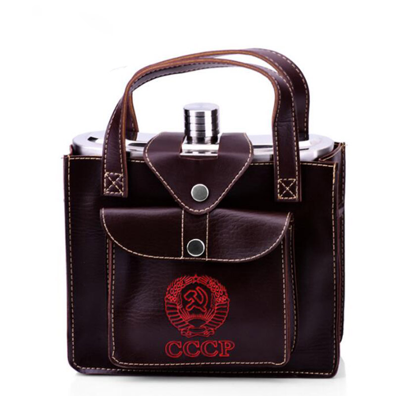 包邮88盎司加大加厚酒壶不锈钢烈酒壶便携随身送皮套可装5斤酒