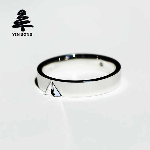 纸飞机戒指 原创设计 银松925银镶天然1分真钻石男女简约情侣对戒