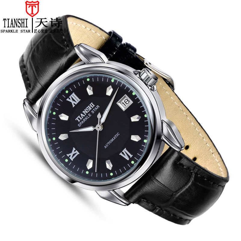 天诗2020新款男士手表男机械表全自动镂空潮运动夜光皮带男表休闲