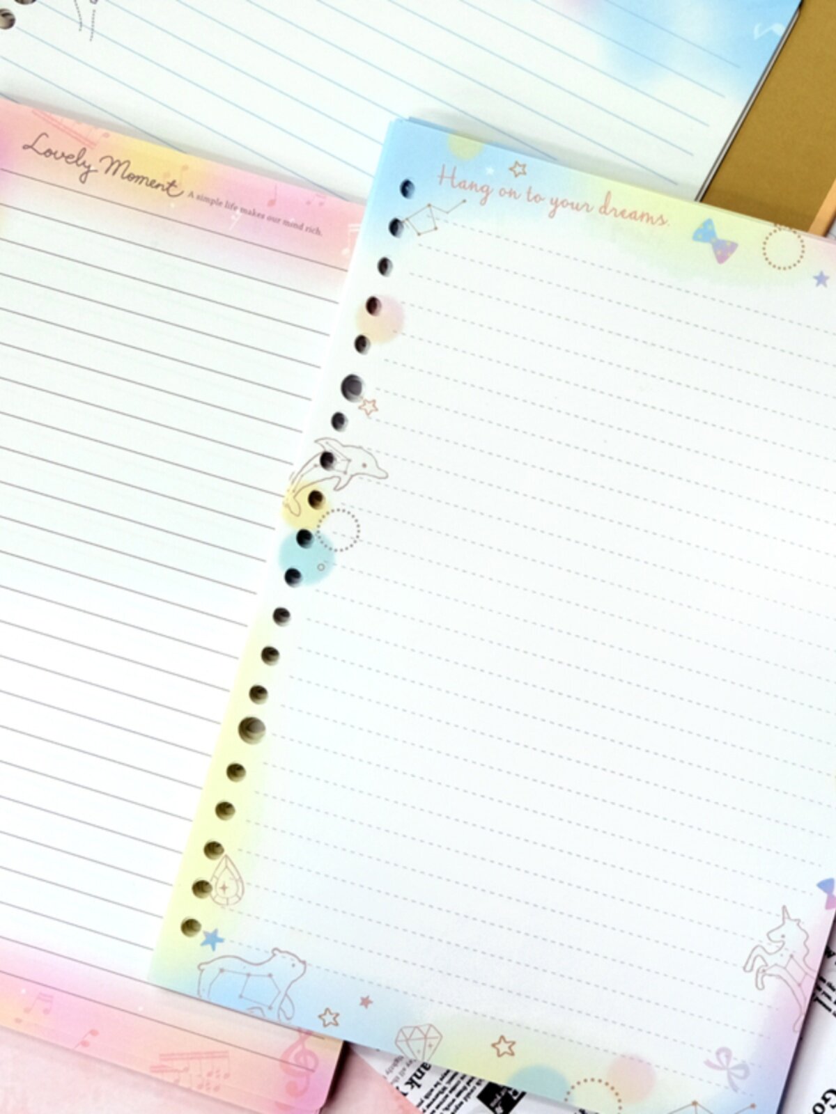 SEASON 대만 사계절 25K20 구멍 가로줄 컬러 그림 루스리프 컬러 레이스 A5 내부 페이지 보충 페이지 교체 코어 사무용품 메모장