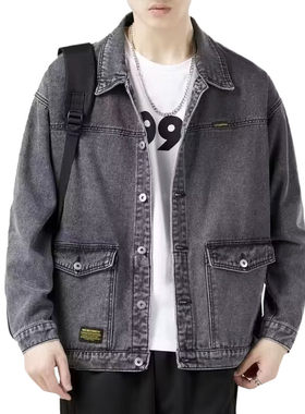 干活穿的牛仔外套男劳保工作服上班汽修电焊工耐磨上衣服工装夹克
