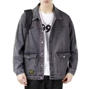 干活穿的牛仔外套男劳保工作服上班汽修电焊工耐磨上衣服工装夹克