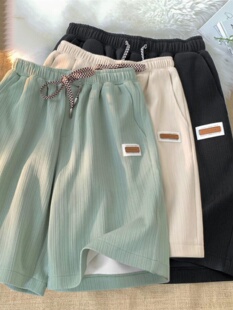 微弹垂感柔润沙滩裤 休闲冰丝短裤 潮牌运动裤 宽松透气五分裤 男夏季