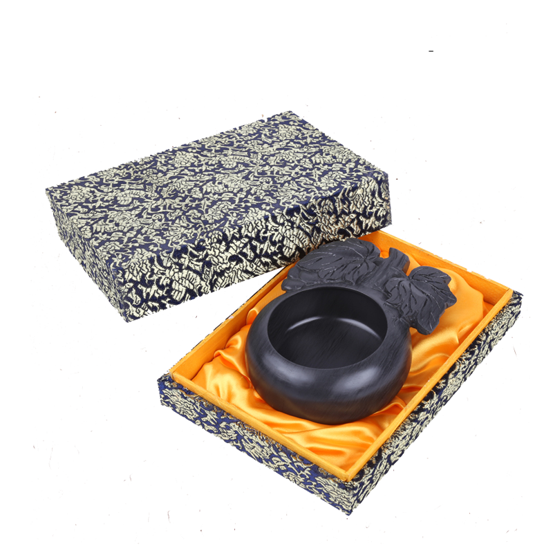 非遗歙砚笔洗水洗笔墨纸砚文房四宝可磨墨储墨汁砚台6寸葡萄笔洗精品老坑原石歙砚专业书法绘画文房礼品