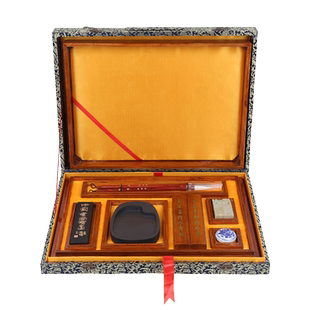 非遗文化用品送礼高档文房四宝吉祥如意套装礼盒书法用品毛笔砚台歙砚墨18寸吉祥如意