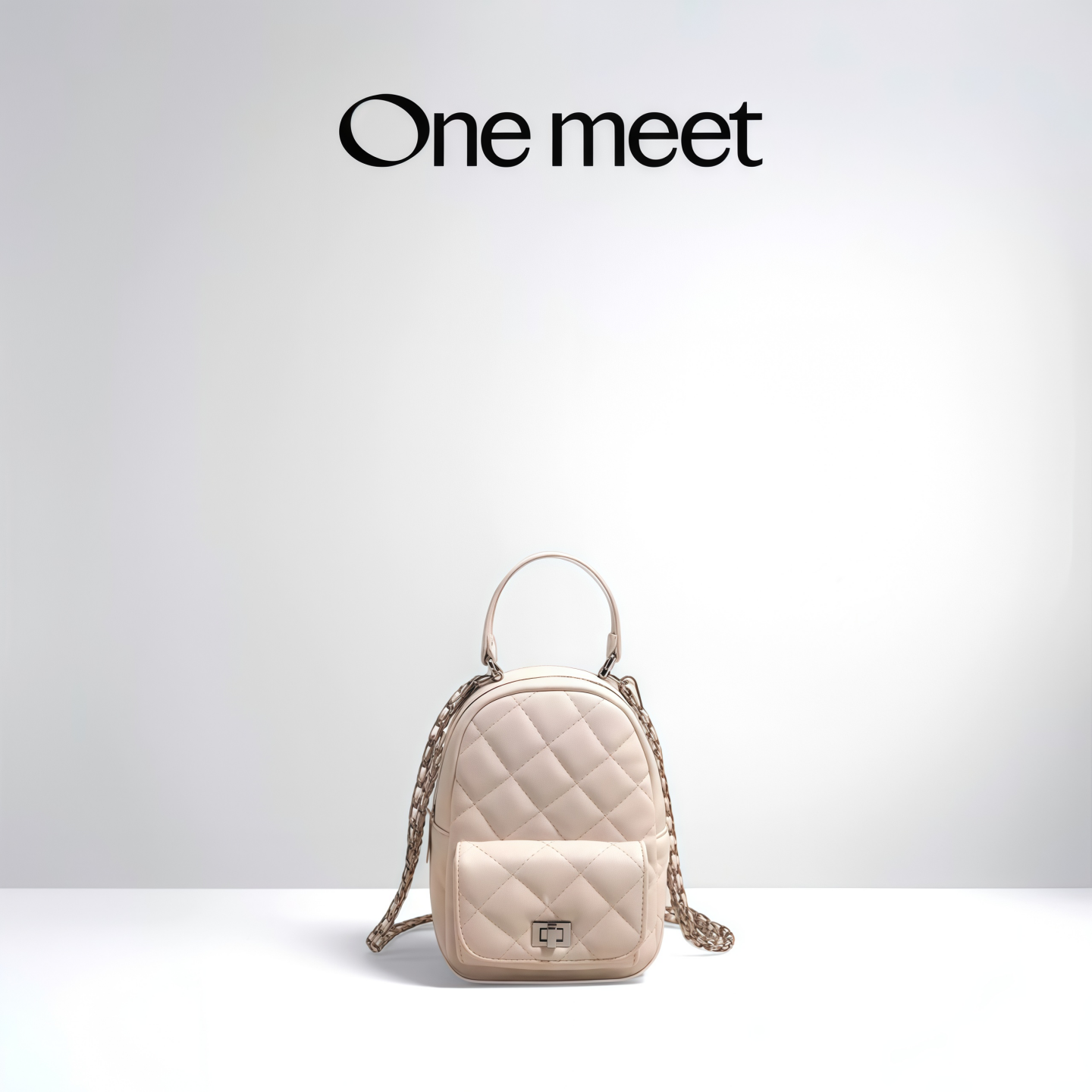 ONE MEET2026新款韩版链条迷你小香风包高级感小众菱格双肩包包女