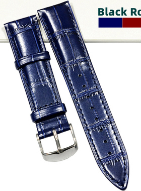 手表真皮表带宝蓝色牛皮适配西铁城蓝天使天梭万国罗西尼男款20mm