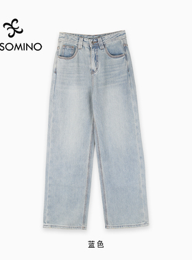 浅色直筒牛仔裤女春夏季梨形瘦窄版阔腿裤子Y682C5047  Y682C5621
