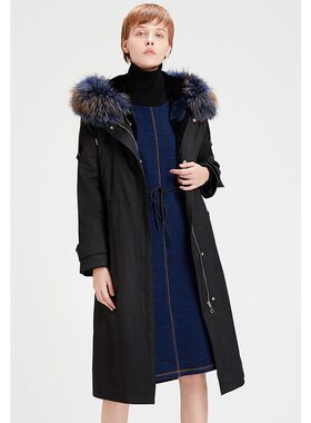 【特卖】衣莎美诺冬长款派克服大衣女外套黑色64893263