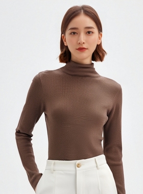 【特卖】春秋半高领针织套头衫纯羊毛衫女打底衫毛衣Y463C1911