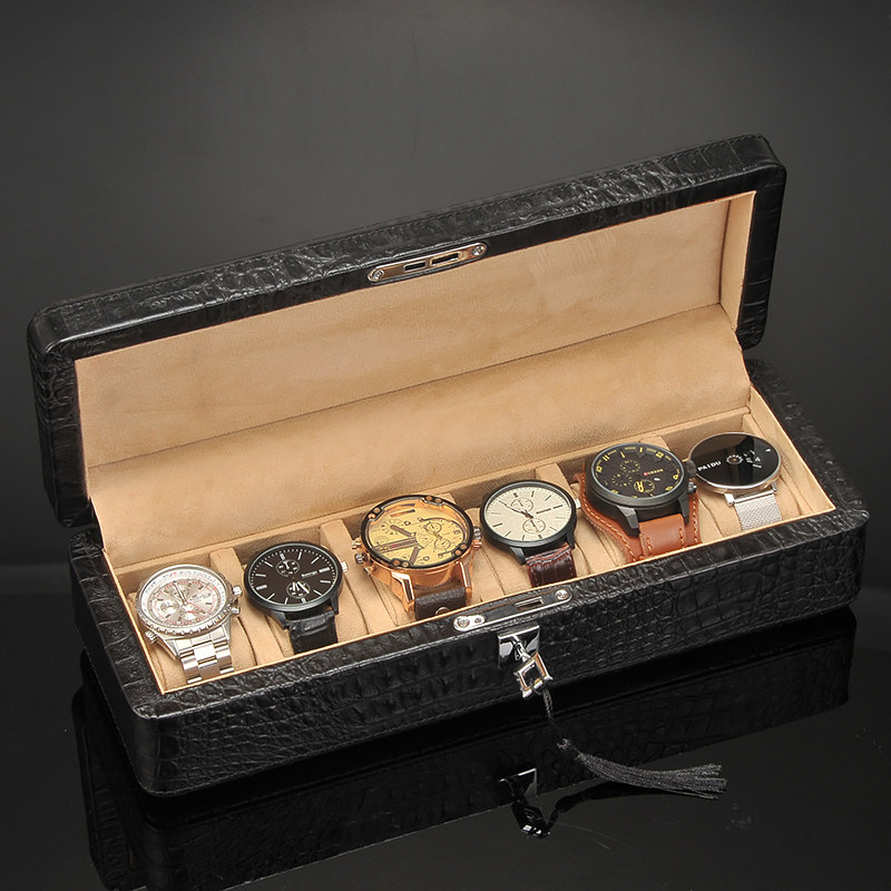 俪丽手表盒头层牛皮带锁带钥匙