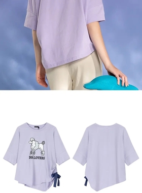 拉谷谷2025年春季新款圆领短袖T恤女宽松休闲百搭上衣