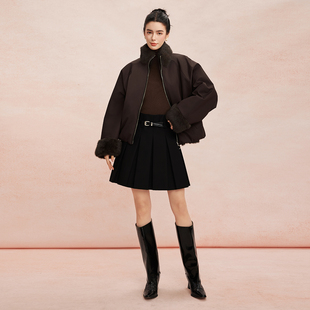 皮毛一体多用领两面穿外套女式 高级感时尚 皮草 新款 斯尔丽2025冬季