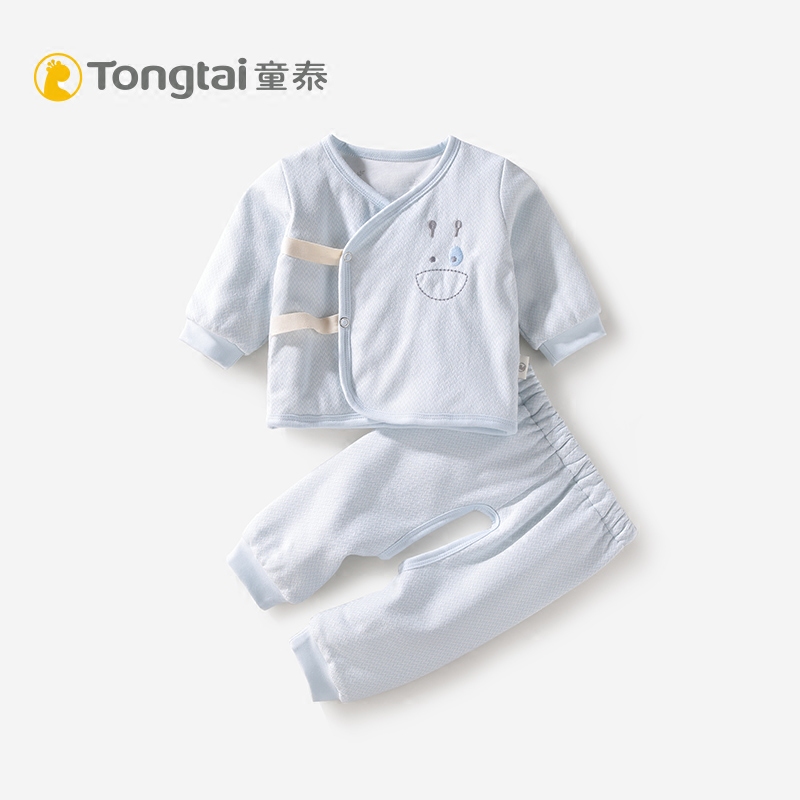 童泰新款新生儿按扣全棉和服套装春秋薄棉婴儿衣服加厚宝宝套装