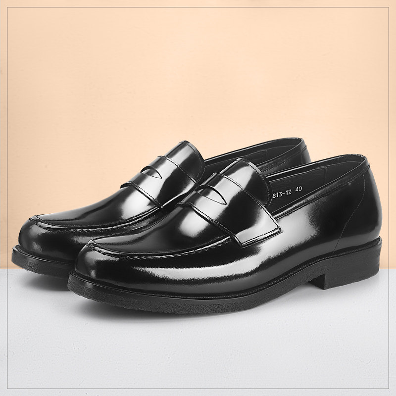 VQGT英伦漆皮乐福鞋男商务休闲皮鞋真皮头层牛皮男鞋固特异手工鞋