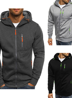 2021 new men's casual sweater cardigan hooded jacket men