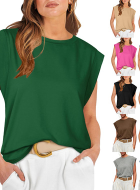 New crew-neck loose short-sleeved T-shirt vest 圆领宽松背心