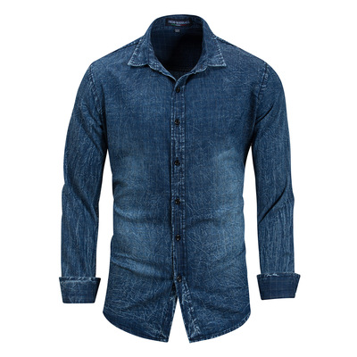 Fashion men's long-sleeved cotton denim shirt shirt