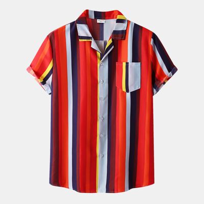 2021 summer new fashion color stripe printing leisure