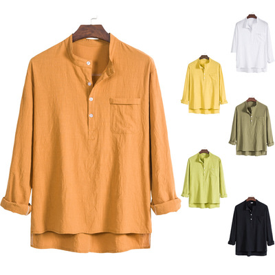 Stand-up collar men's casual shirt fashion multicolor