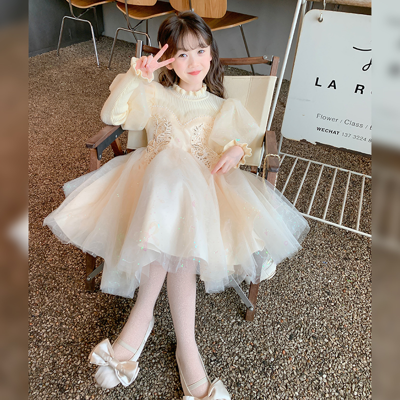 网纱连衣裙长袖公主女童春秋