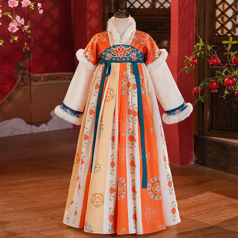 国风加厚汉服女童秋冬