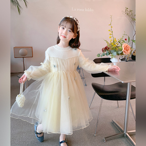 女童秋冬连衣裙2023新款洋气针织儿童秋季毛衣裙女孩蓬蓬纱公主裙