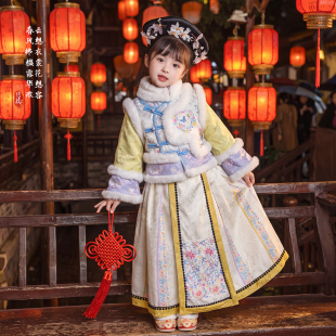 汉服女童冬装2026新款儿童古装格格服冬季中国风加厚女孩古风套装