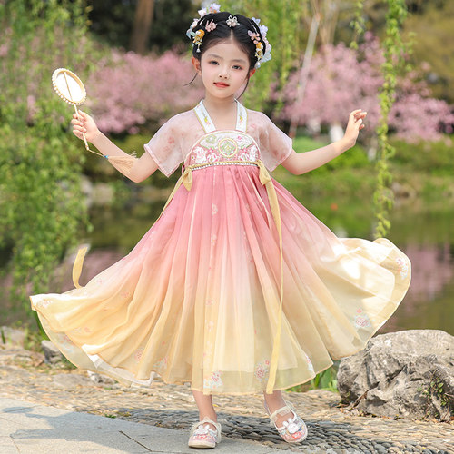 汉服女童古装夏季连衣裙2026超仙儿童新款仙女薄款古风唐装公主裙